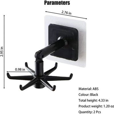 truenook 2 Pcs Adjustable 360° Rotating Folding Hook Wall-Mounted Utensils Hanger Hook Random Colour Towel Holder(Plastic)