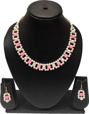 PRAGATI Alloy Pink, White Jewellery Set(Pack of 1)