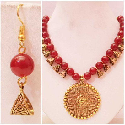 JDX Metal Gold-plated Red Jewellery Set(Pack of 1)