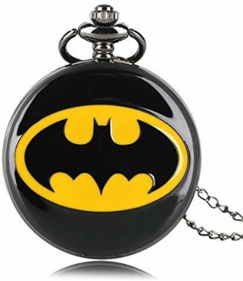 V E Metal Batman Theme Analogue White Round Dial Antique Pocket Watch Keychain, Keyring Key Chain