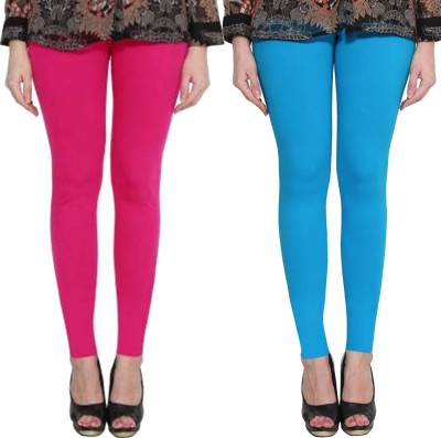 Clarita Ankle Length Ethnic Wear Legging(Pink, Light Blue, Solid)