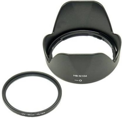 SHOPEE HB-N106 Lens Hood with 55mm saftey uv for nikon 18-55mm f/3.5-5.6G VR AF-P DX  Lens Hood(55 mm, Black)
