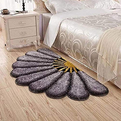 MY HOME Polyester Floor Mat(Grey, Medium)