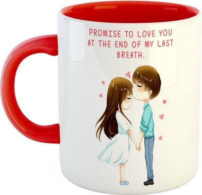 ARTBUG Promise to Love You at the End of my Last Breath Ceramic Coffee - Best Gift for Wife, Husband, Boyfriend, Girlfriend, Hubby, Birthday, Anniversary, Valentines Day Gift - Red Ceramic Coffee Mug(350 ml)