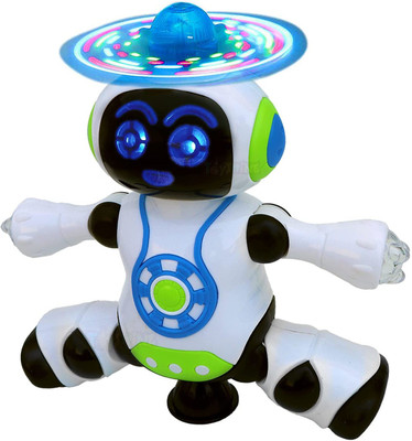 Dherik Tradworld Plastic Electro Dancing Robot with 3D Lights and Music and 360 Rotating(Blue)
