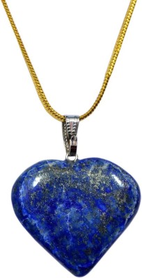 Takshila Gems Natural 15 Grams Lapis Lazuli Pendant with Chain, Big Size Heart Shape Lapis Stone Pendant for Unisex Lapis Lazuli Stone Pendant