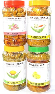 naturearth pickle CARNIVAL PACK OF 4 ( COMBO PACK ) KARONDA PICKLE ,MIX PICKLE ,LEMON CHILLI PICKLE, KATHAL PICKLE400 GM ( 1.6 KG ) Green Chilli, Turmeric Pickle(4 x 400 g)