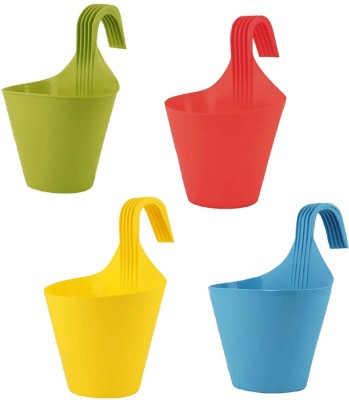 TruVeli Plastic Vertical Hook Hanging Planter Plant Container Set(Pack of 4, Plastic)