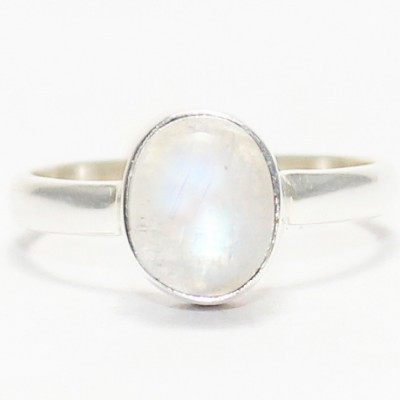 RATAN BAZAAR Stone Moonstone Silver Plated Ring