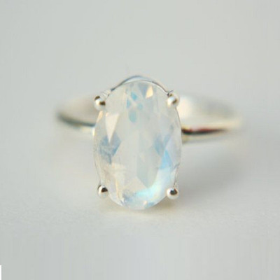 KUNDLI GEMS Moonstone Ring Original Stone Astrological and Certified Stone Moonstone Silver Plated Ring