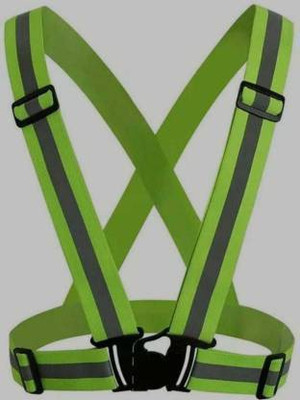 VKS UNIVERSE High Visibilty Protective Safety Reflective Vest Belt Jacket, Night Cycling Reflector Strips Cross Belt Stripes Adjustable Vest Safety Jacket Safety Jacket(GREEN)
