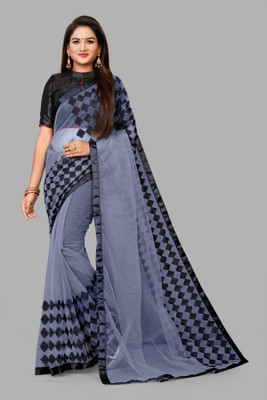 RamKrupa Creation Embroidered Bollywood Net Saree(Grey)