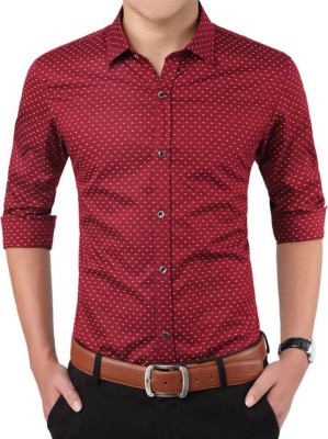 BOUGHT FIRST Men Printed Casual Maroon Shirt