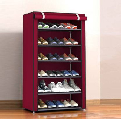 KOnline Plastic Shoe Stand(Maroon, 6 Shelves, DIY(Do-It-Yourself))