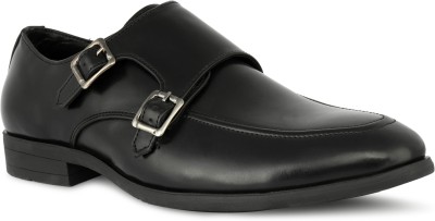 PELLE AMOR Pelle Amor BLACK Buckle Formal Shoes For Men Monk Strap For Men(Black)
