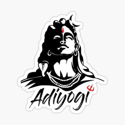 HindK 30.48 cm Adiyogi shiva Self Adhesive Sticker(Pack of 3)