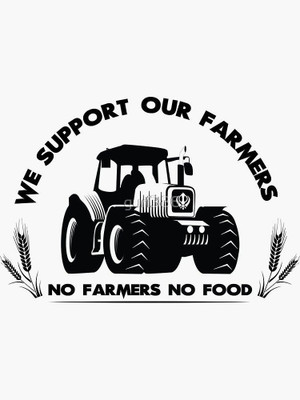 HindK 30.48 cm We support farmers Self Adhesive Sticker(Pack of 3)