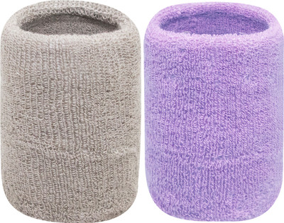 Neska Moda Cotton Wrist Band Fitness Band(Grey, Purple, Pack of 2)
