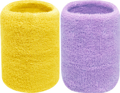 Neska Moda Cotton Wrist Band Fitness Band(Yellow, Purple, Pack of 2)