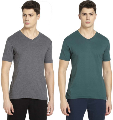 JOCKEY Solid Men V Neck Multicolor T-Shirt