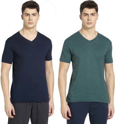 JOCKEY Solid Men V Neck Multicolor T-Shirt