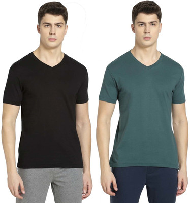 JOCKEY Solid Men V Neck Multicolor T-Shirt
