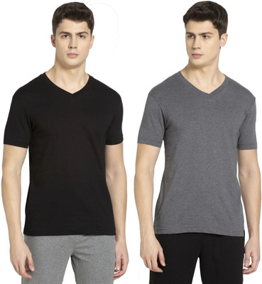 JOCKEY Solid Men V Neck Multicolor T-Shirt