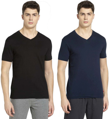 JOCKEY Solid Men V Neck Multicolor T-Shirt
