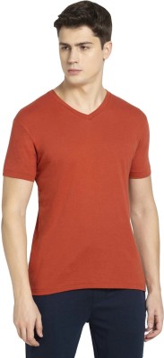 JOCKEY Solid Men V Neck Orange T-Shirt