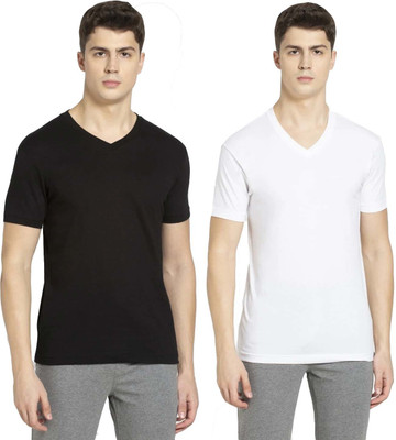 JOCKEY Solid Men V Neck Multicolor T-Shirt