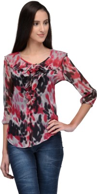 Tunic Nation Casual 3/4 Sleeve Printed Women Multicolor Top