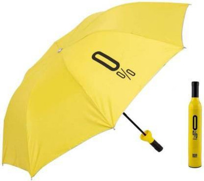 TORIVO Newest Stylish Windproof Double Layer Small Lightweight Folding Portable Wine Umbrella with Bottle Cover for UV Protection & Rain Umbrella(Yellow)