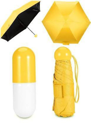 TORIVO Ultra Light Compact Umbrellas Windproof Reverse Folding Double Layer Umbrella Capsule Cover Case Umbrella(Yellow)