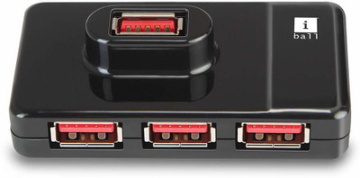 iball Piano 430 4 Port USB Hub Laptop Accessory(Black)