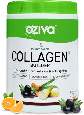 OZiva Plant Based Collagen Builder With Vitamin C, for Anti-Aging Beauty,Berry Orange(250 g)