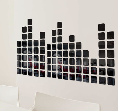 wall1ders 60 cm Curve 100 Squre Black (Each Piece Size 3 cm) Mirror stickers for wall, wall mirror stickers for Home & Offices. Self Adhesive Sticker(Pack of 1)