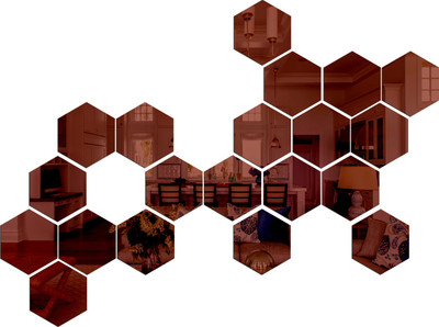 wall1ders 70 cm 20 Hexagon With 10 Butterfly Brown (Each Piece Size 10.5 cm x 12.1 cm) 3d Hexagon Mirror Wall Stickers, 3d Mirror Stickers, 3d Mirror Stickers For Wall Large Size, 3d Acrylic Stickers. Self Adhesive Sticker(Pack of 1)