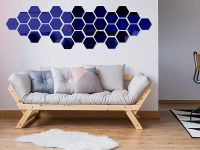 wall1ders 110 cm 31 Hexagon With 10 Butterflies Blue (Each Piece Size 10.5 cm x 12.1 cm) 3d Hexagon Mirror Wall Stickers, 3d Mirror Stickers, 3d Mirror Stickers For Wall Large Size, 3d Acrylic Stickers. Self Adhesive Sticker(Pack of 1)