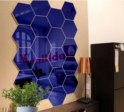 wall1ders 45 cm 20 Hexagon With 10 Butterflies Blue (Each Piece Size 10.5 cm x 12.1 cm) 3d Hexagon Mirror Wall Stickers, 3d Mirror Stickers, 3d Mirror Stickers For Wall Large Size, 3d Acrylic Stickers. Self Adhesive Sticker(Pack of 1)