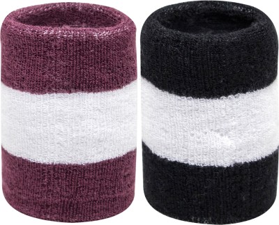 Neska Moda WB43andWB47-Wrist Band Men & Women(White, Maroon, Black, Pack of 2)