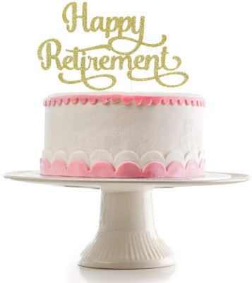 ZYOZI Happy Retirement Cake Topper- Gold Glitter, Retirement Cake Topper Gold, Retirement Party Decorations, Retirement Cake Toppers Edible Cake Topper(GOLD Pack of 1)