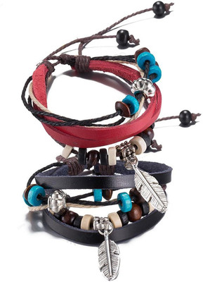 Via Mazzini Leather Bracelet Set(Pack of 2)