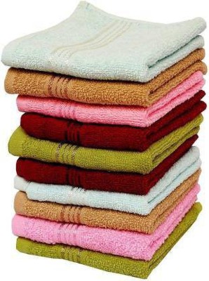 N G textiles Cotton 250 GSM Hand, Face Towel Set(Pack of 10)