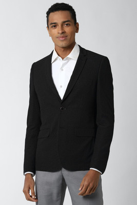 PETER ENGLAND Self Design Single Breasted Formal Men Blazer(Black)