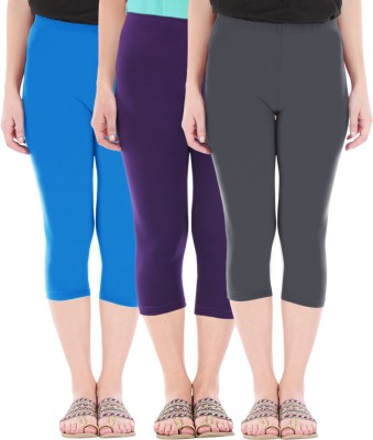 BEFLI Capri Leggings Women Blue, Purple, Grey Capri