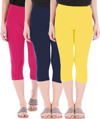 BEFLI Women Pink, Blue, Yellow Capri