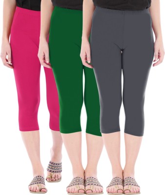 BEFLI Capri Leggings Women Pink, Green, Grey Capri