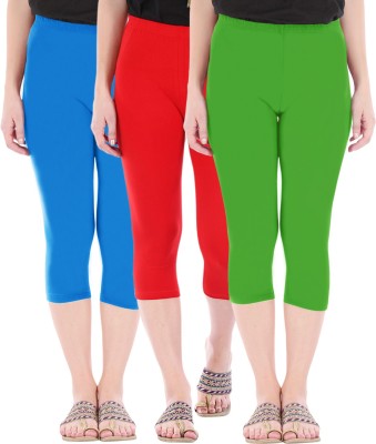 BEFLI Capri Leggings Women Blue, Red, Green Capri