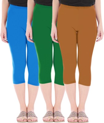 BEFLI Capri Leggings Women Blue, Green, Brown Capri