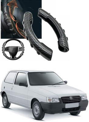 PRTEK Hand Stiched Steering Cover For Fiat Uno(Black, Tarpaulin, Plastic)